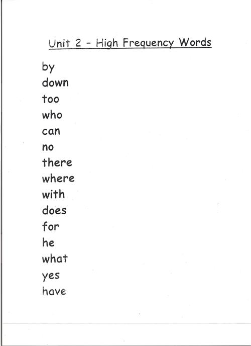 high frequency words 2nd 